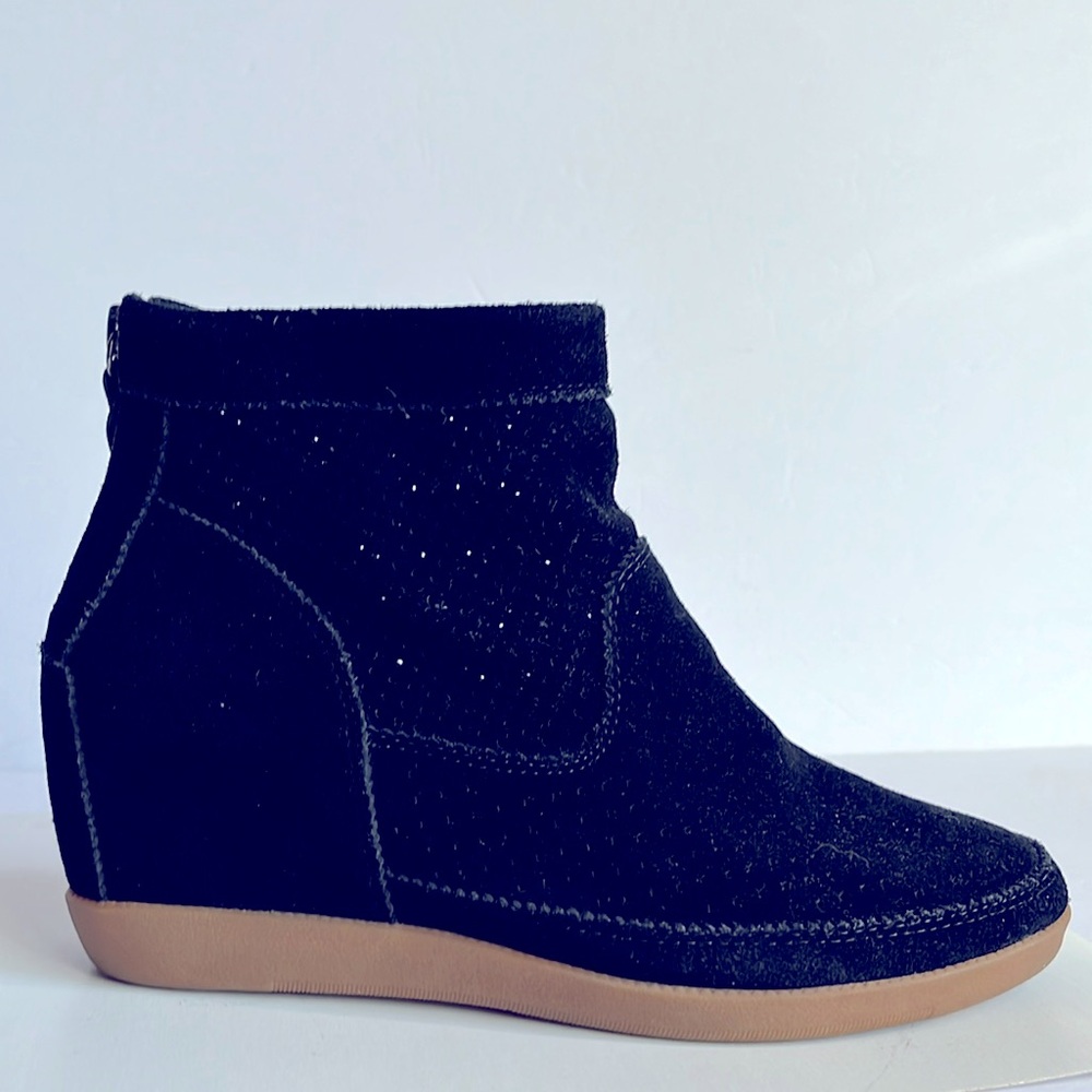 Anthropologie Shoe The Bear Emmy Suede Wedge Black Sz 38 Hidden Wedge Sneakers